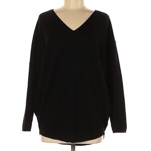 Eric Bompard Black 100% Cashmere Maxi V-neck Pullover Sweater Top EUC Sz M